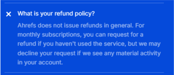 Ahrefs Refund Policy