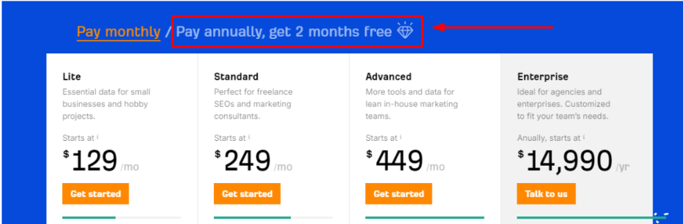 Click On Annual Pricing On Ahrefs