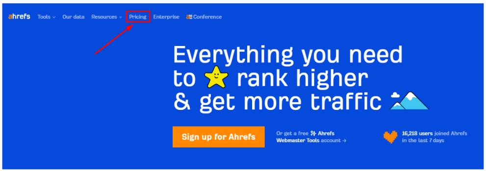 Click On The Ahrefs Pricing Button